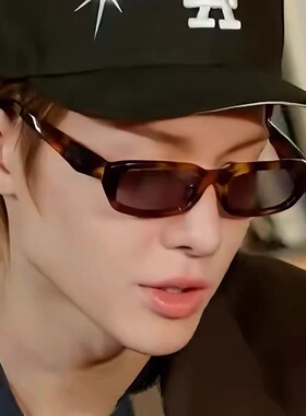 马丁同款豹纹小框眼镜潮男拽酷女