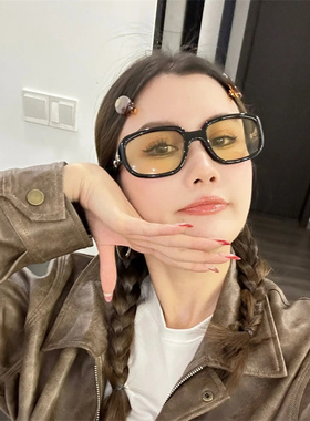 遮阳方形复古男女凹造型太阳镜