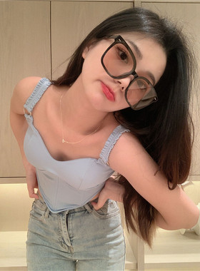 防紫外线方形韩版男女浅茶太阳镜