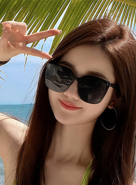 夏季方形黑色大框墨镜素颜显瘦