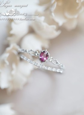 女石榴石日系套戒戒指925纯银