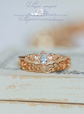 戒指项链耳钉925纯银天然海蓝宝