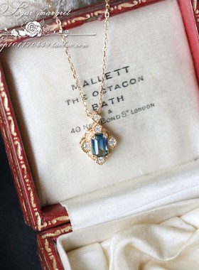 复古梦幻蓝绿S925纯银戒指项链