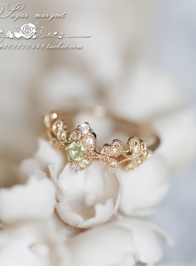 戒指日系甜美925纯银橄榄石