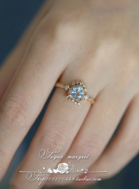 戒指925纯银托帕石纯美女