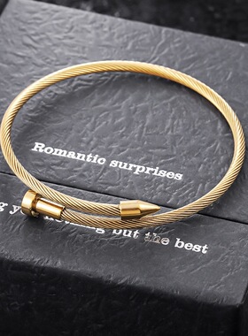 跨境新款马蹄钉嘻哈手链男钛钢不掉色潮流手镯女轻奢高级感配饰品