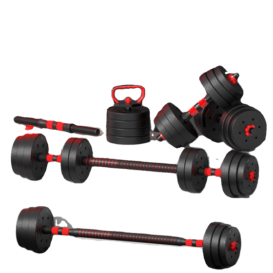 Dumbbell men's fitness household 20kg/30kg rubber-coated barbell kettlebell equipment adjustable Yaling male pair