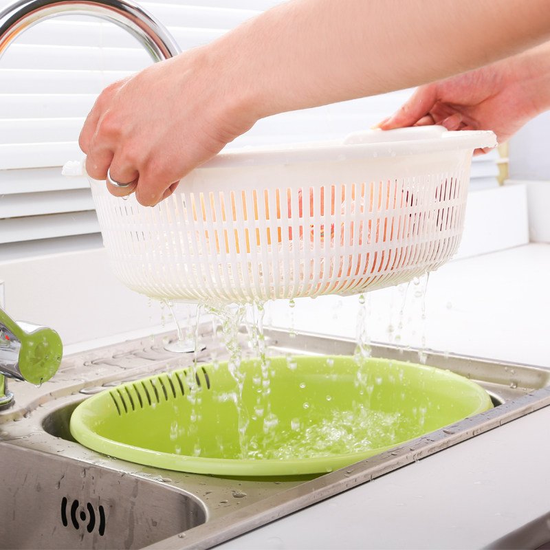 日本进口厨房洗菜盆沥水篮双层塑料水果盆果篮果盘大号清洗筐蓝子,淘宝优惠券,粉丝福利购,淘宝优惠卷
