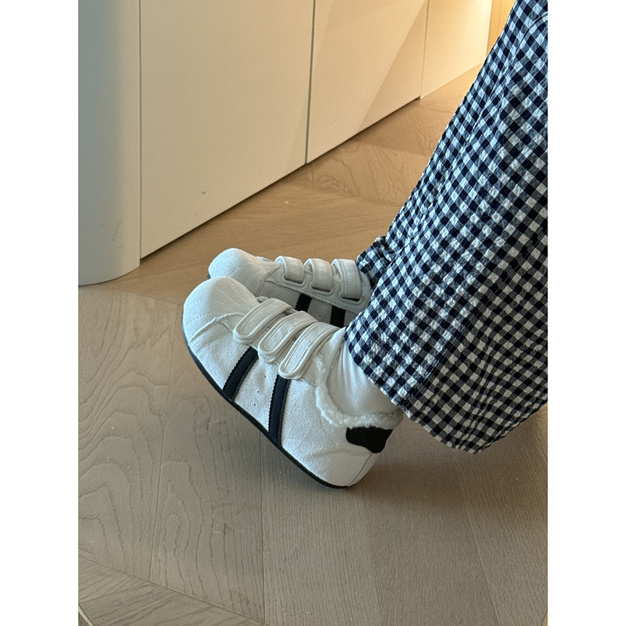 冬季加绒魔术贴女鞋复古百搭休闲厚底板鞋女2025新款秋冬女士棉鞋,淘宝优惠券,粉丝福利购,淘宝优惠卷