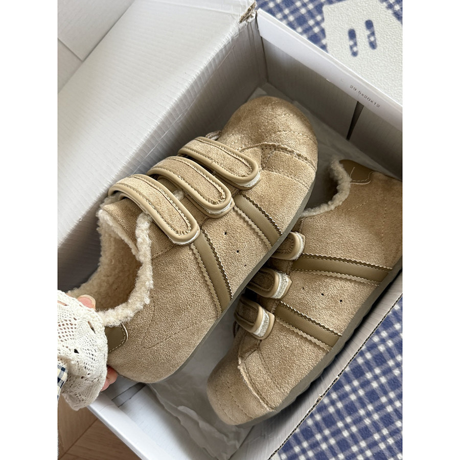 冬季加绒魔术贴女鞋复古百搭休闲厚底板鞋女2025新款秋冬女士棉鞋,淘宝优惠券,粉丝福利购,淘宝优惠卷