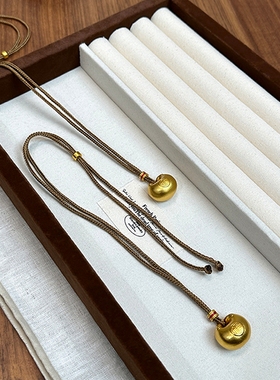 原创实拍新款沙金小胖福项链男女款简约精致福字小钱袋吊坠锁包挂