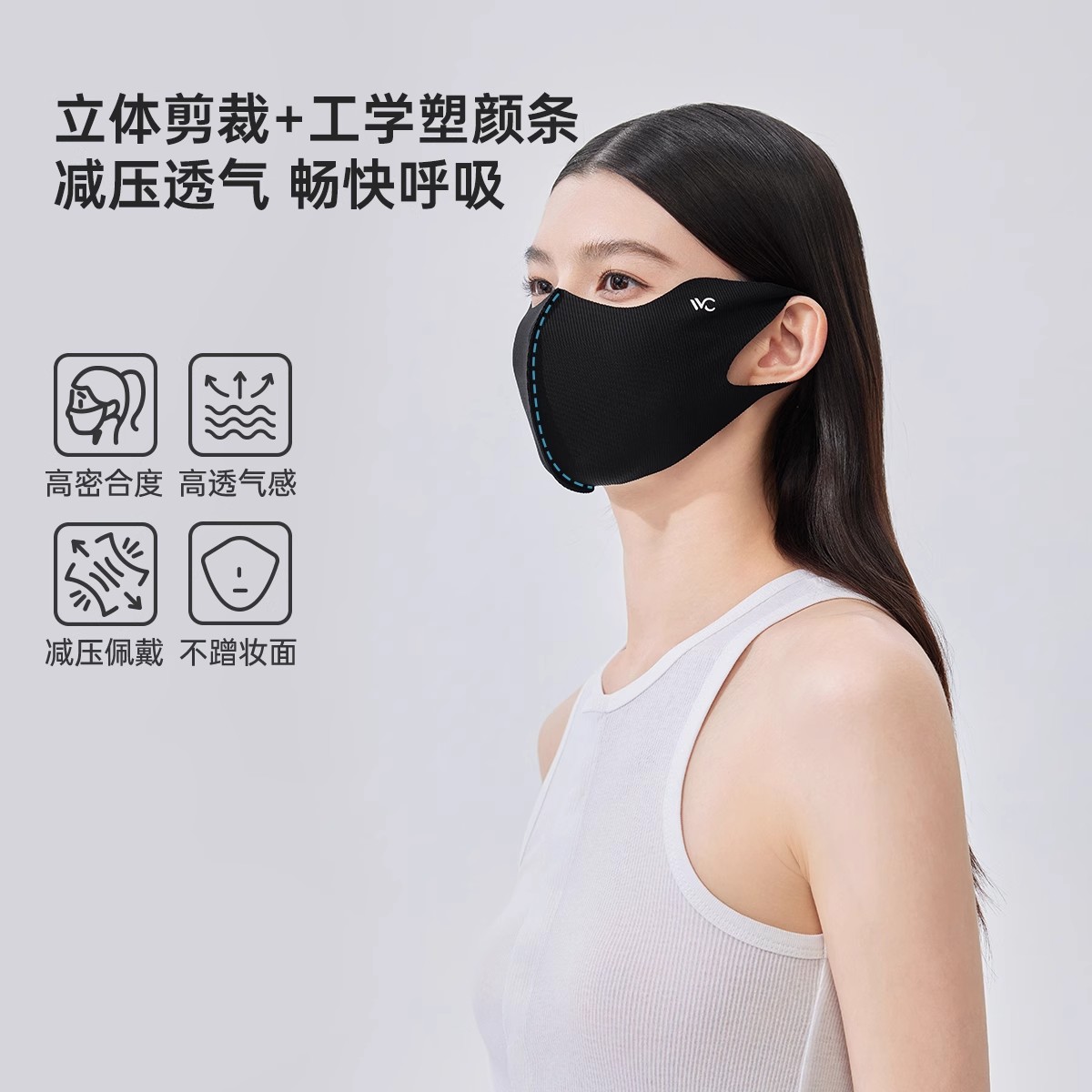 VVC防晒口罩女高颜值护眼角夏季防风鱼骨3D立体鱼骨抗菌防晒面罩 - 图1