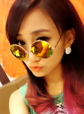 彩色膜复古风反光原宿潮流眼镜