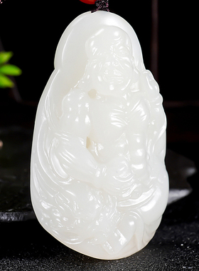 省级大师张亚龙新疆和田玉羊脂白玉手把件玩件精雕降龙罗汉104克