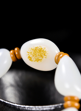 精品时来运转和田玉羊脂白玉原石手链手串40克