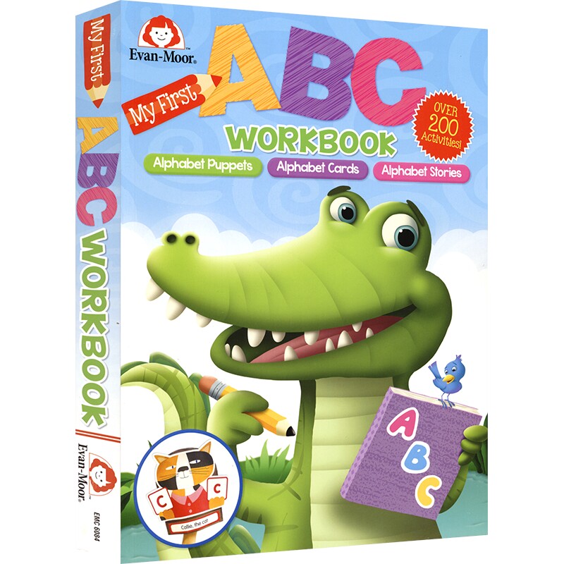 Evan Moor My First ABC Work Book 我的第一本字母手工游戏书 益智启蒙字母 3-6岁 儿童握笔学写字母 故事卡片活动书 英文原版