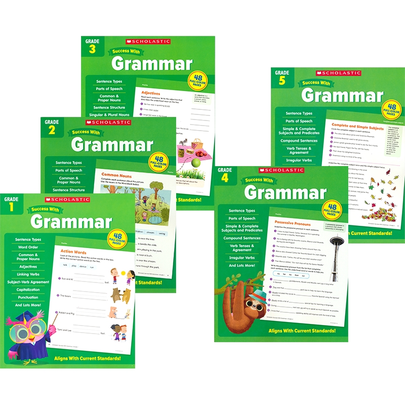 学乐成功系列英语语法练习册 Scholastic Success With Grammar Grade 1-5年级语法训练练习册5册美国小学课程标准英文原版-图0