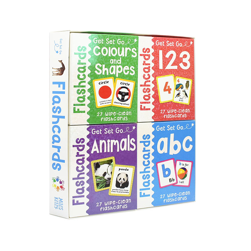 MK Get Set Go Flashcards 3-5岁幼儿英语启蒙单词卡片4盒 学习英文字母数字动物颜色和形状 108张 英国原版进口 英语启蒙学习卡片 - 图3