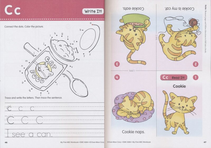 Evan Moor My First ABC Work Book 我的第一本字母手工游戏书 益智启蒙字母 3-6岁 儿童握笔学写字母 故事卡片活动书 英文原版