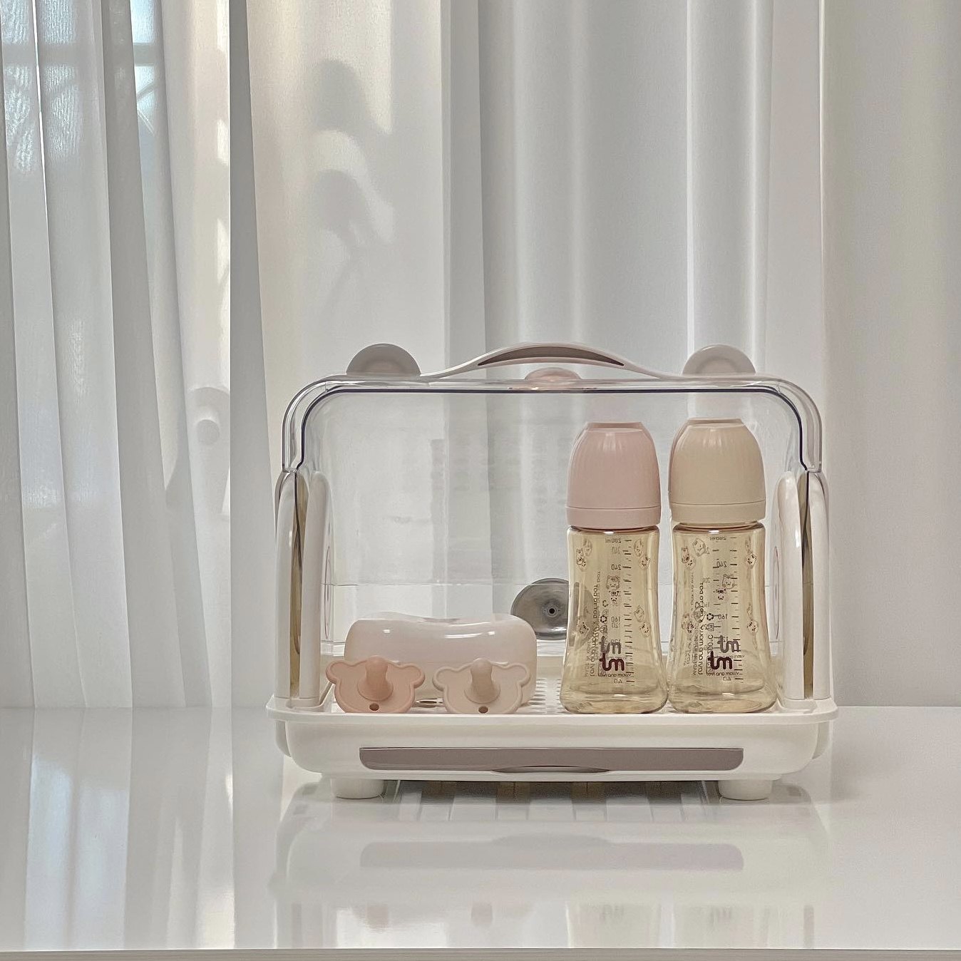 韩国ins宝宝餐具收纳盒婴儿奶瓶收纳箱防尘大容量辅食工具置物柜,淘宝优惠券,粉丝福利购,淘宝优惠卷