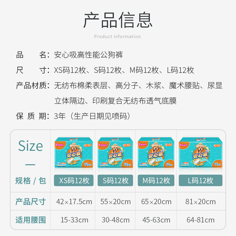 可悠Cocoyo安心吸高性能公狗纸尿裤12片可调节透气轻薄除臭尿不湿 - 图0