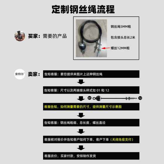 Steel cable 6mm wear-resistant black fitness equipment accessories