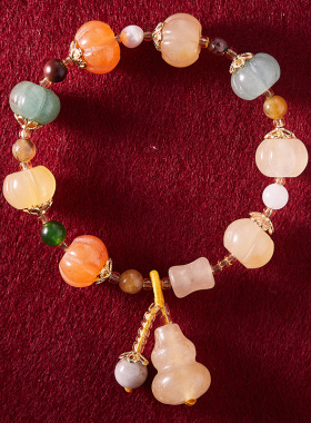 世界普陀山金丝玉南瓜手串女款多宝南瓜佛珠平安健康福气好运手串