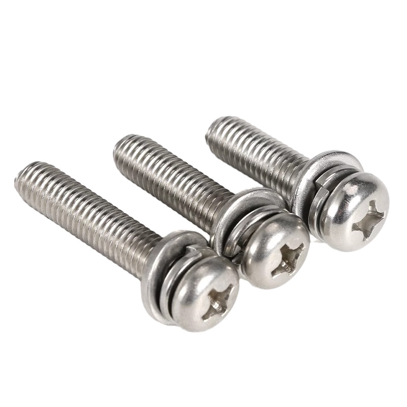 镀镍螺丝钉圆头带垫三组合十字盘头三组合机螺钉M2M2.5M3M4M5M6M8 - 图3