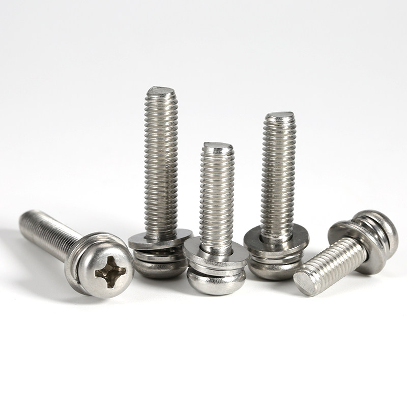 镀镍螺丝钉圆头带垫三组合十字盘头三组合机螺钉M2M2.5M3M4M5M6M8 - 图1