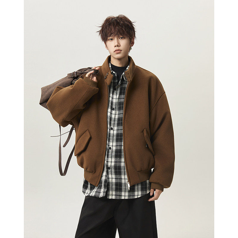 立领美式飞行夹克男棉衣男冬季重磅复古毛呢短款加棉呢子外套棉服,淘宝优惠券,粉丝福利购,淘宝优惠卷