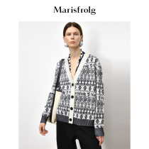 (Mall same section) Marvelfel Fall new cotton wool rhomboid Jacquard Knit Cardiopoux