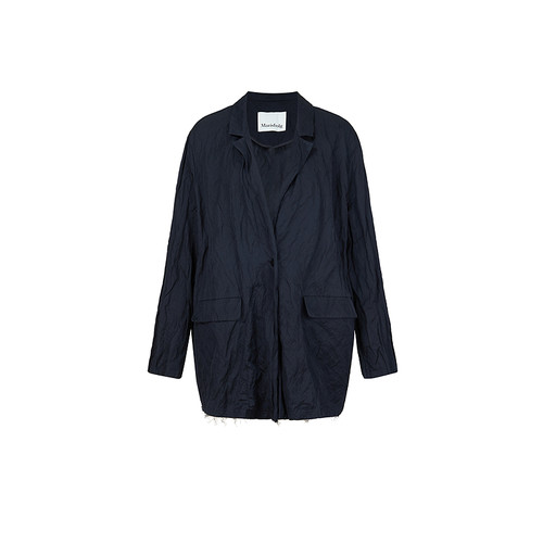 Marisfrolg玛丝菲尔2025冬新款黑色宽松自然褶皱挺括廓形西装外套 - 图3