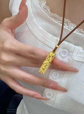 金店同款沙金碎冰冰四方来财吊坠