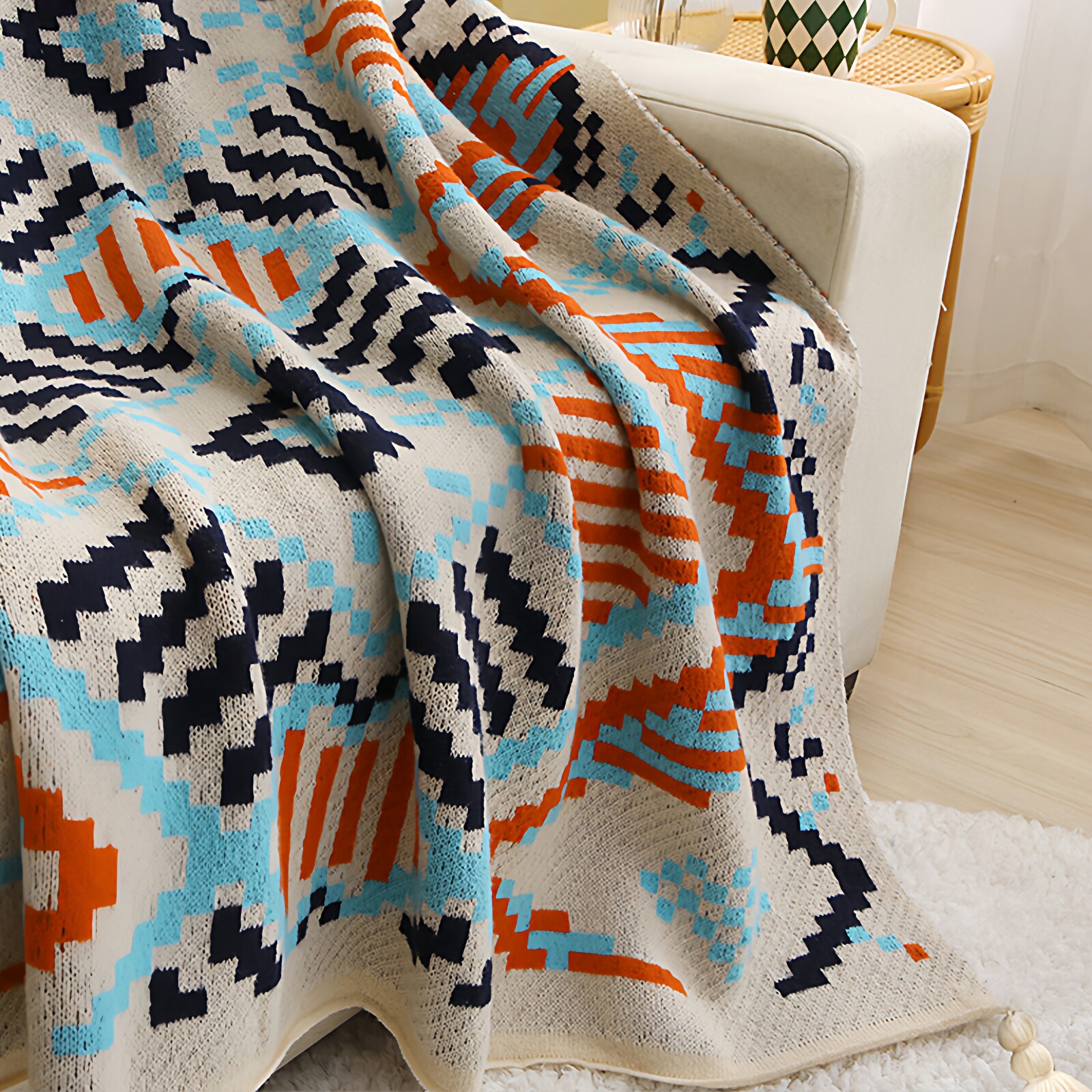 波西米亚北欧风针织毯办公室午睡毯沙发毯子单人披肩盖毯民宿毛毯