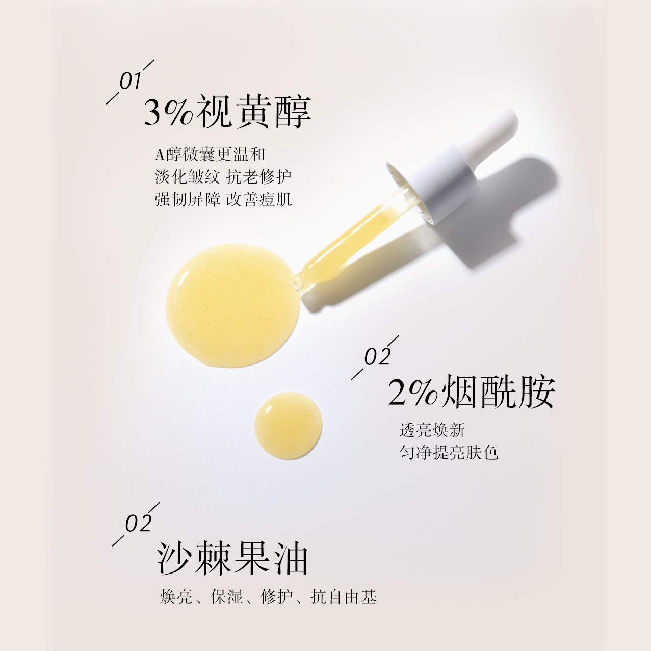 早C晚A组合10%VCIP精华油+3%视黄醇A醇精华焕亮紧致抗皱角鲨烷油-图3