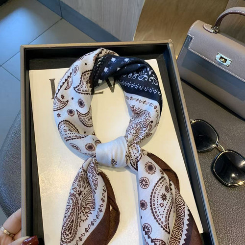 2026新款复古佩斯利花纹老钱风方巾丝巾女春夏领巾时尚绑腰围巾 - 图1