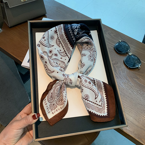 2026新款复古佩斯利花纹老钱风方巾丝巾女春夏领巾时尚绑腰围巾 - 图0