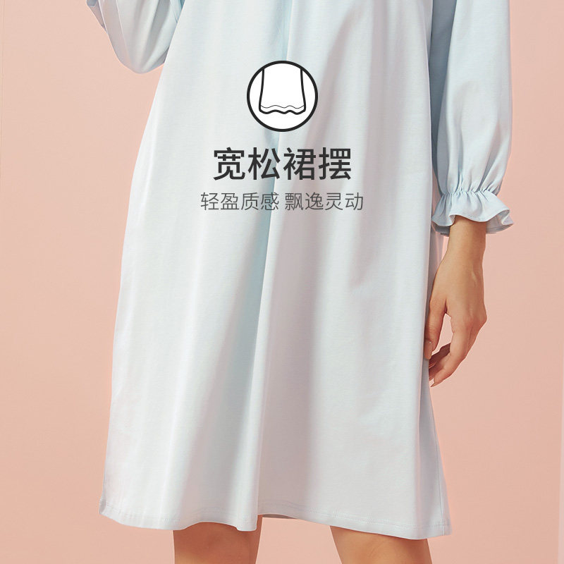 仕乐公主风长袖睡裙女甜美可爱宫廷风宽松家居裙睡衣套装春秋款,淘宝优惠券,粉丝福利购,淘宝优惠卷