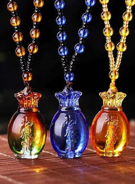 新款楞严咒吊坠 琉璃毛衣链 寺庙内置经文葫芦项链出入平安礼物品