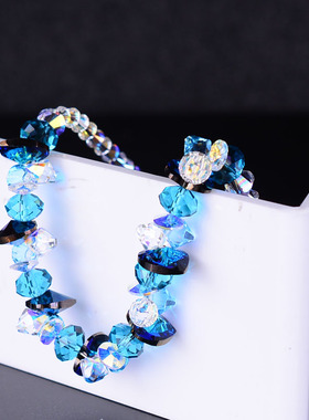蓝色爱心项链水晶串珠欧美时尚