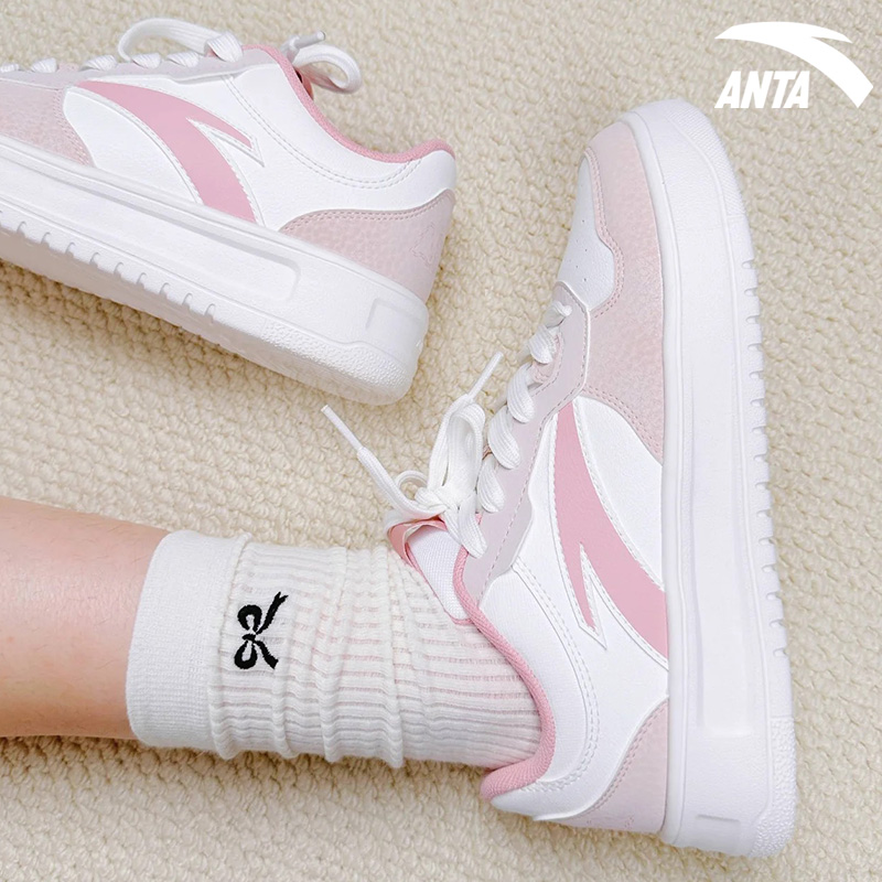 安踏轻松板鞋女鞋2025冬季新款官网旗舰厚底小白鞋低帮休闲运动鞋 - 图0