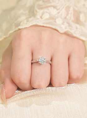 D色莫桑石18K金1克拉通灵钻戒银饰铂金情侣对戒PT950求婚结婚戒指