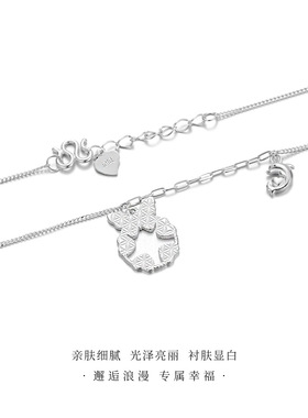 幸福里蝴蝶爱心碎冰冰纯银项链女款足银海豚之恋小众锁骨链礼物