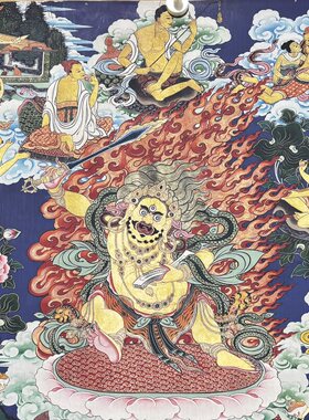 藏式唐卡财宝天王挂画藏佛唐卡布画条幅壁画59*83未装裱