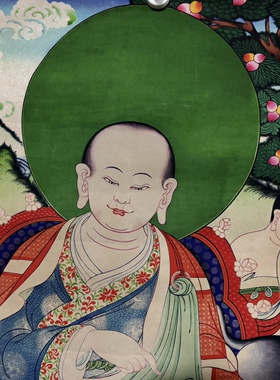 藏式唐卡文殊菩萨挂画藏佛唐卡布画条幅壁画59*83未装裱