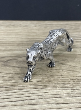 古玩杂项收藏复古铜雕合金金钱豹摆件家居客厅办公室桌面装饰品