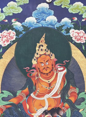 藏式唐卡文殊菩萨挂画藏佛唐卡布画条幅壁画65*90未装裱