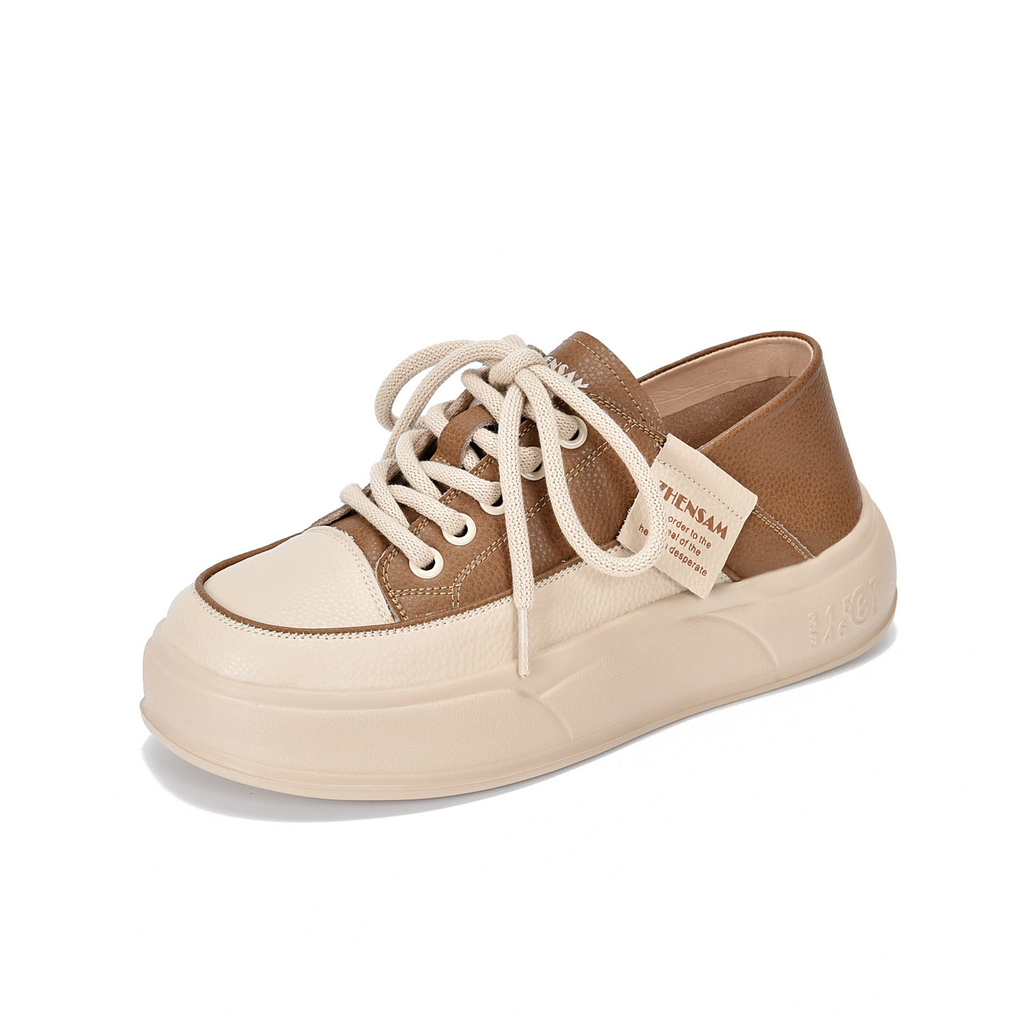 2026春季新款真皮软底软面单鞋前系带厚底松糕鞋休闲百搭女鞋轻便,淘宝优惠券,粉丝福利购,淘宝优惠卷