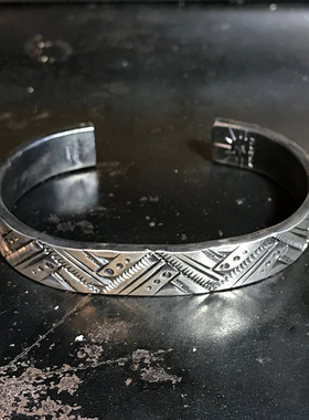 跋折罗VAJRA山脉图腾纯银手镯