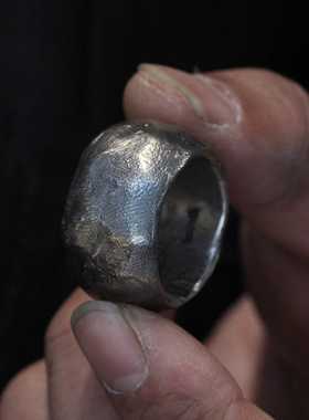 跋折罗复古手工银戒指扳指尾戒